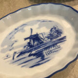 Appetizer dish - Hollande pattern - blue and wicker