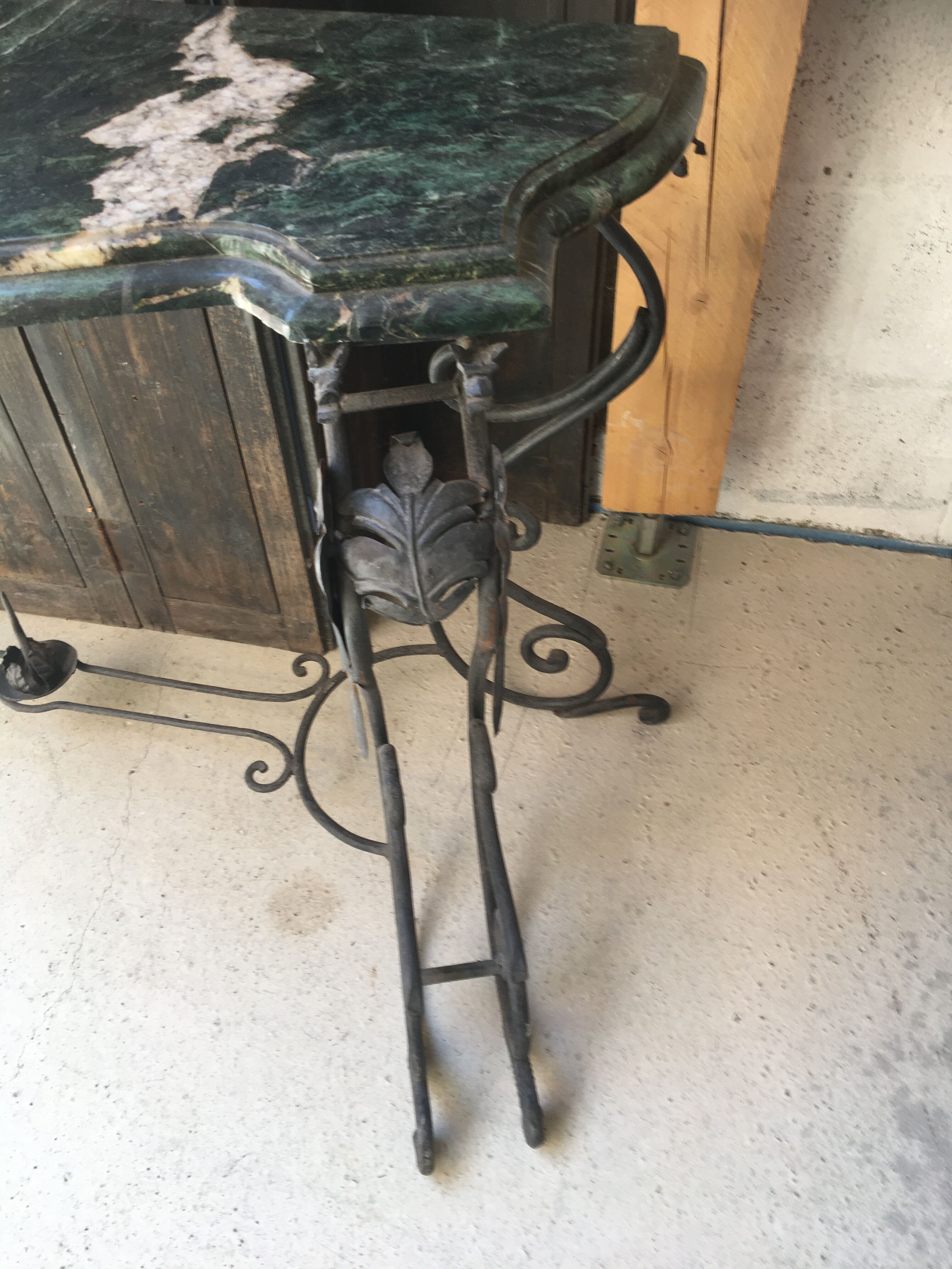 Iron console on marble