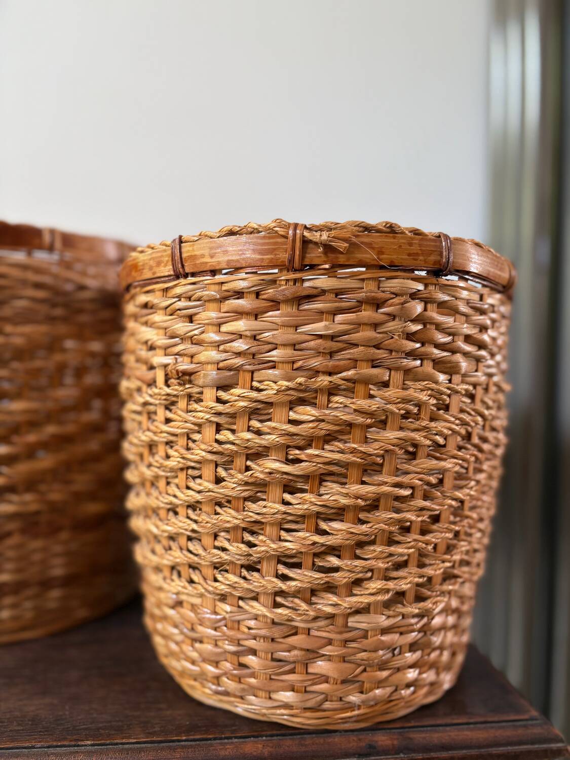 2 paniers en rotin vintage