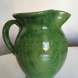 Pichet vase XXL en terre vernissée de Biot vert 1950