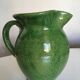 Pichet vase XXL en terre vernissée de Biot vert 1950