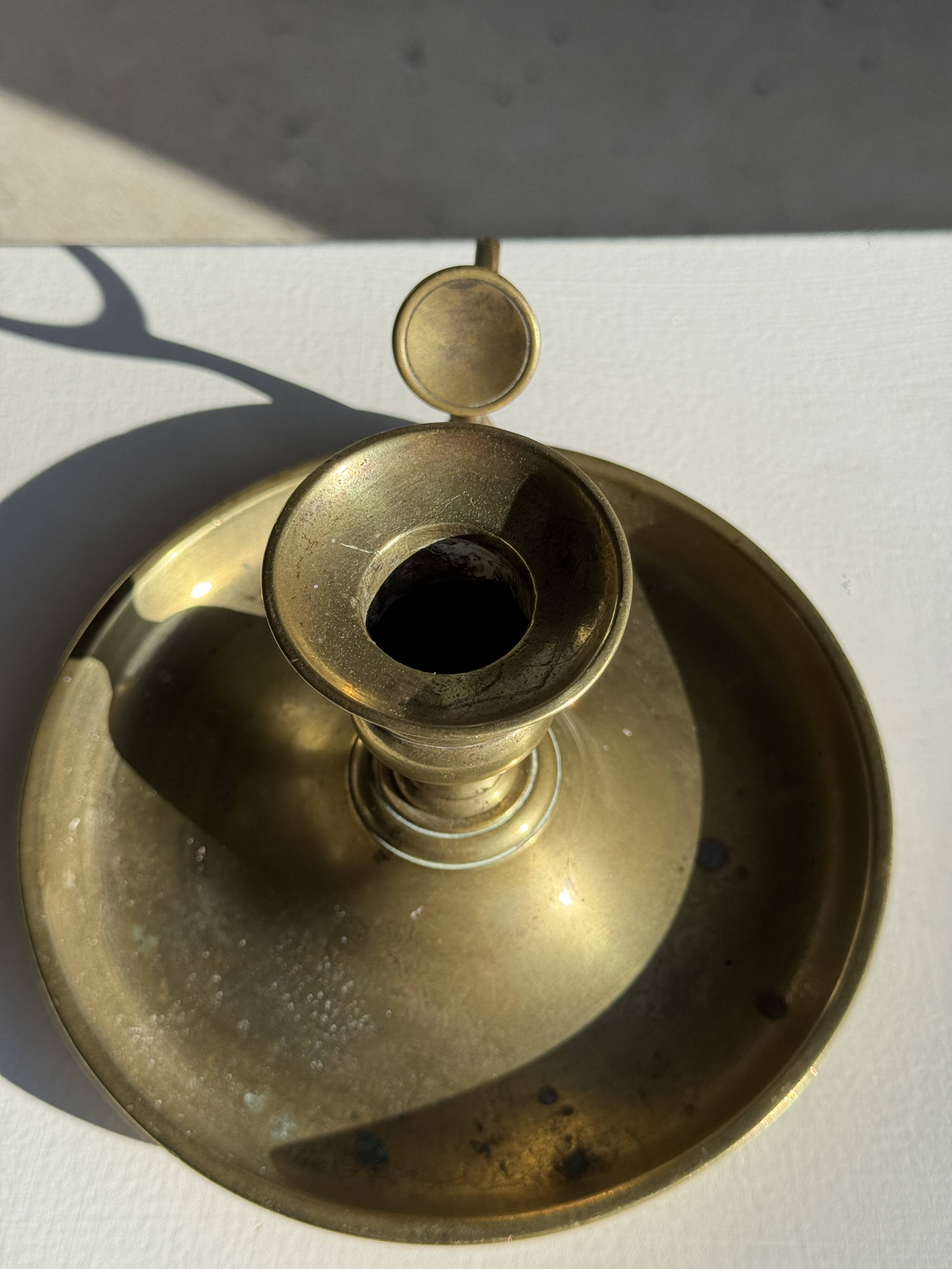 Antique gold hand candlestick H8 D14