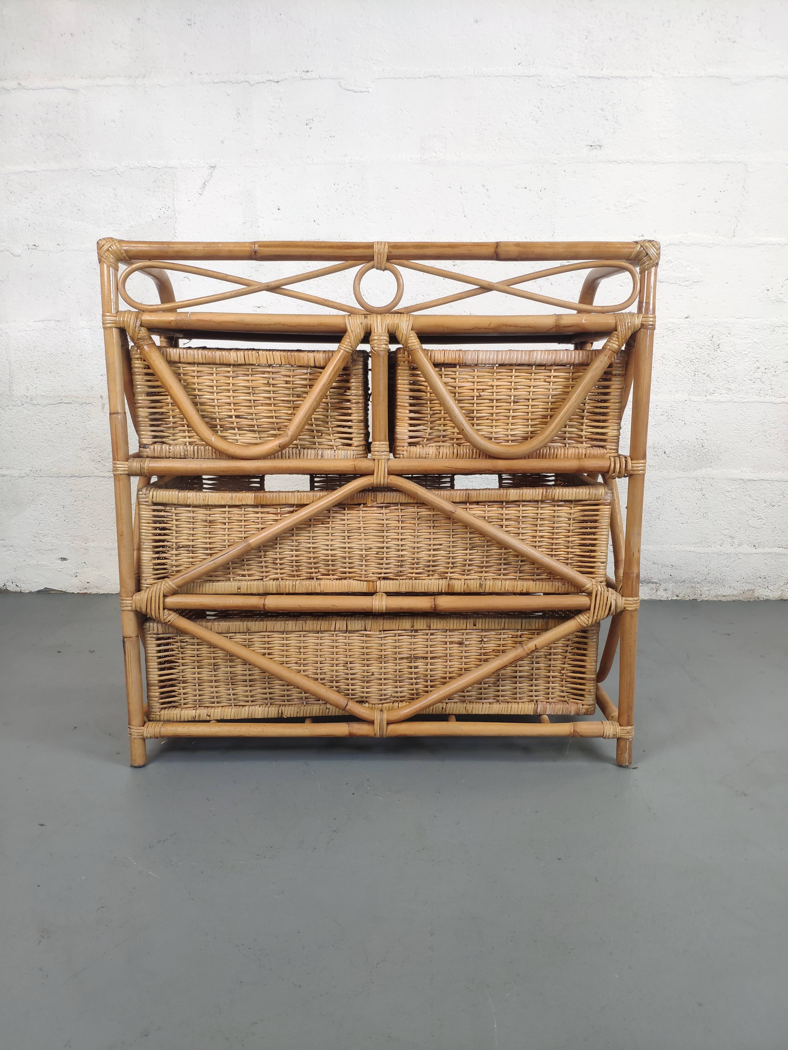Chest of drawers 4 rattan drawers