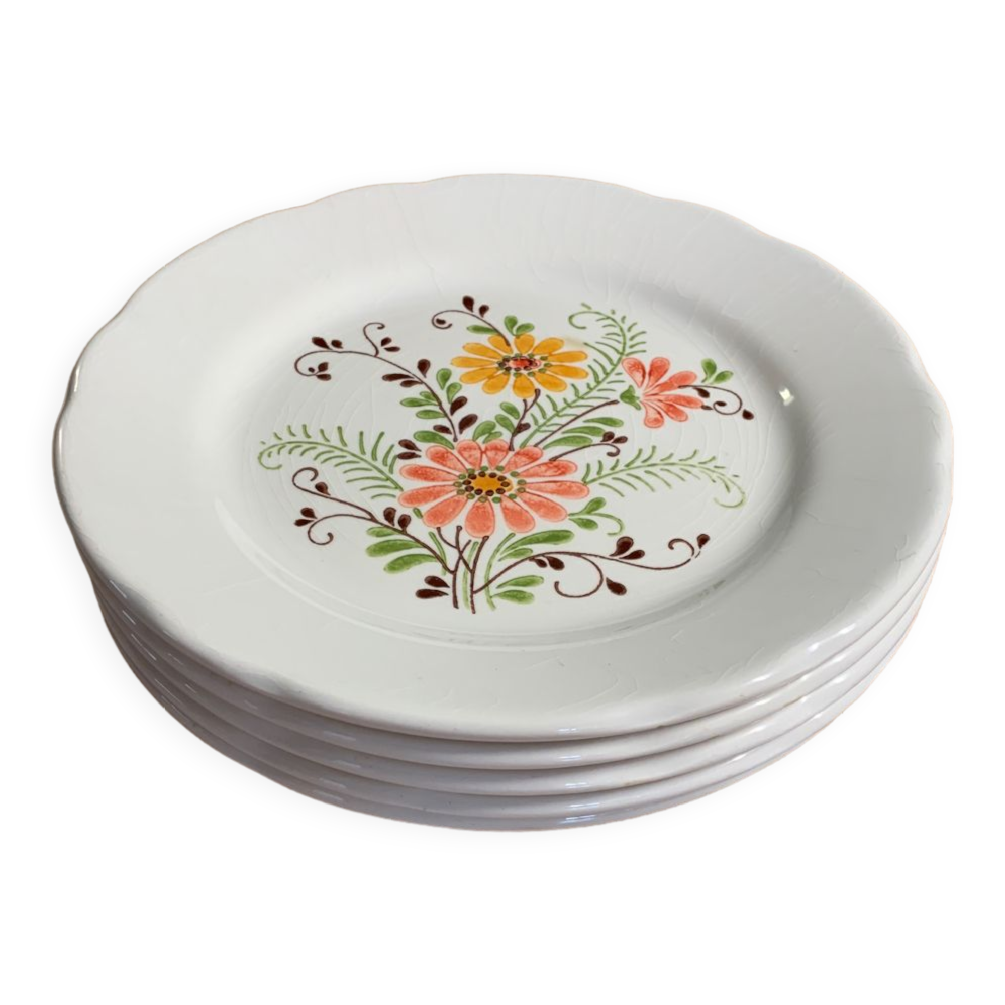 5 vintage flower plate 20,5cm