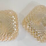 Vintage cast amber glass ceiling lamp spiked pattern for retro furniture from the 50s-60s