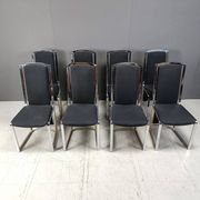 Vintage brass and chrome dining chairs set of 8 - 1970s