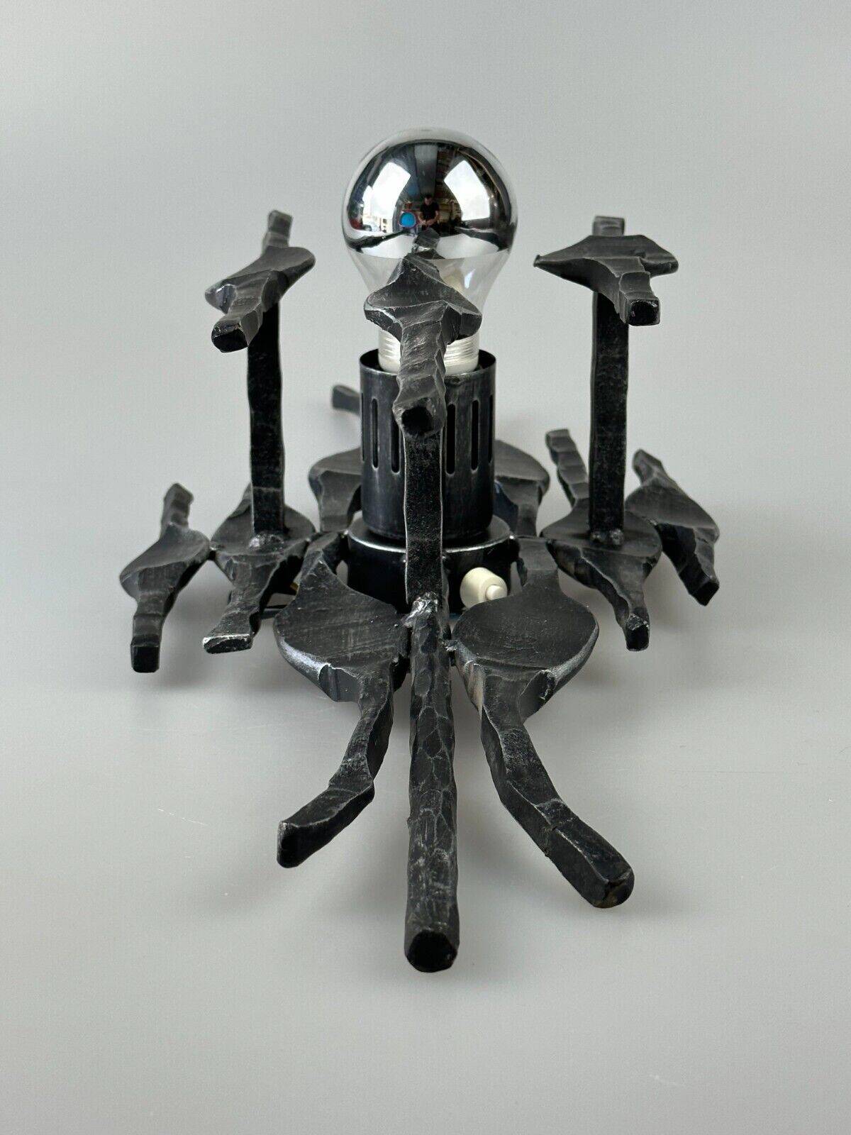 60's 70's brutalist wall lamp iron & glass wall sconce design