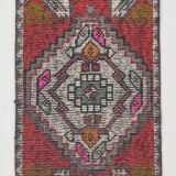 Coral red vintage rug 91x45cm