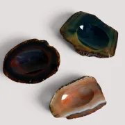 1970s Italian Agate Ashtrays/ Vide-Poche, Set of Three Natural Stone Trays