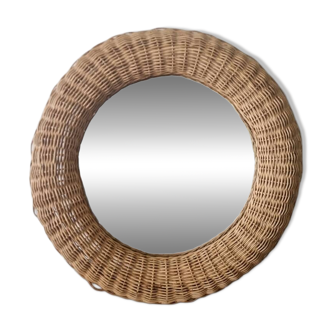 Grand miroir rotin