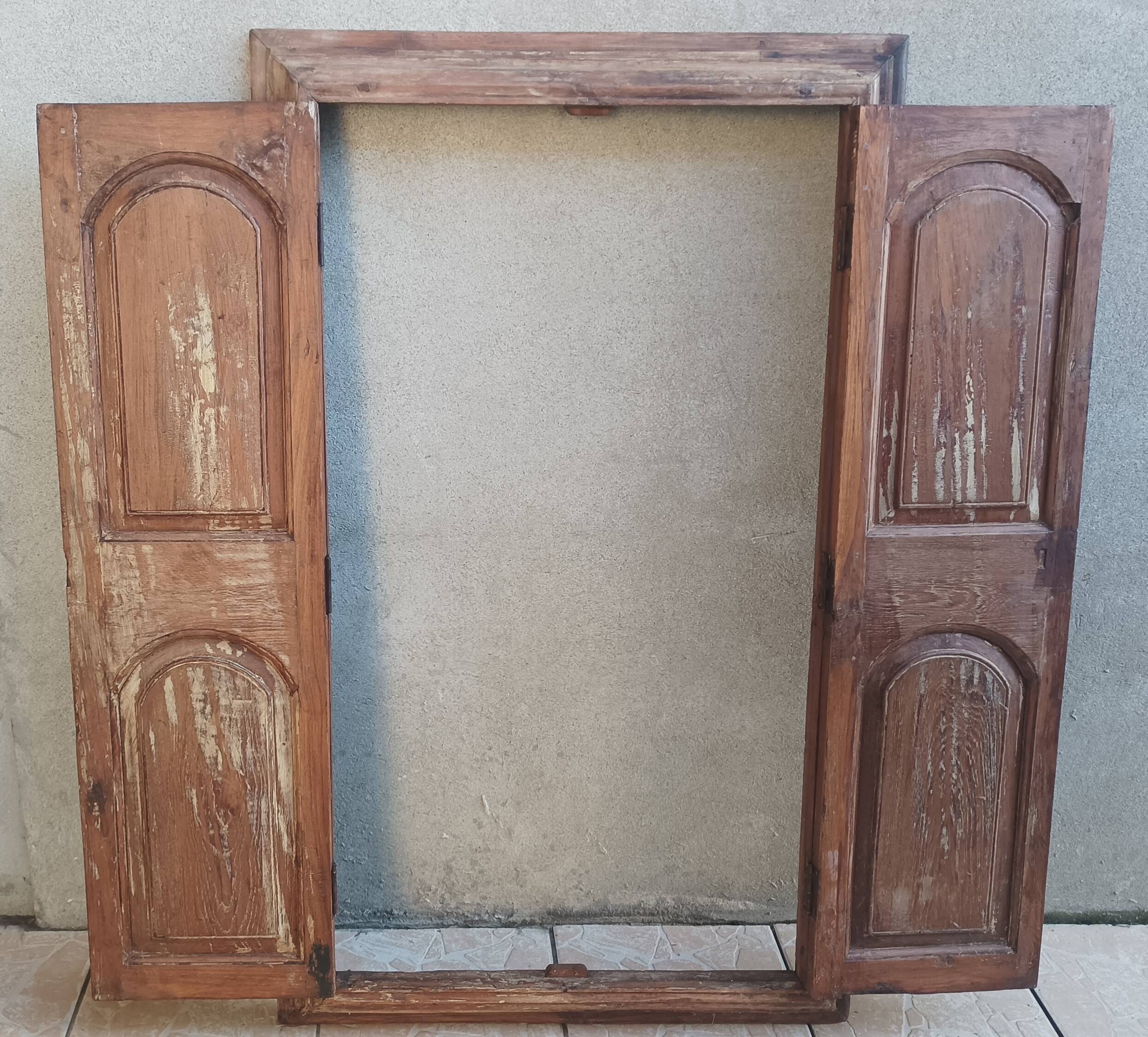 Old cupboard doors, beech wall bookcase (1)