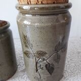 Série de 3 pots en grès émaillé motifs herbier Le Rivet
