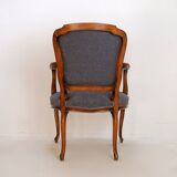 Louis XV style armchair - mouse gray felt fabric
