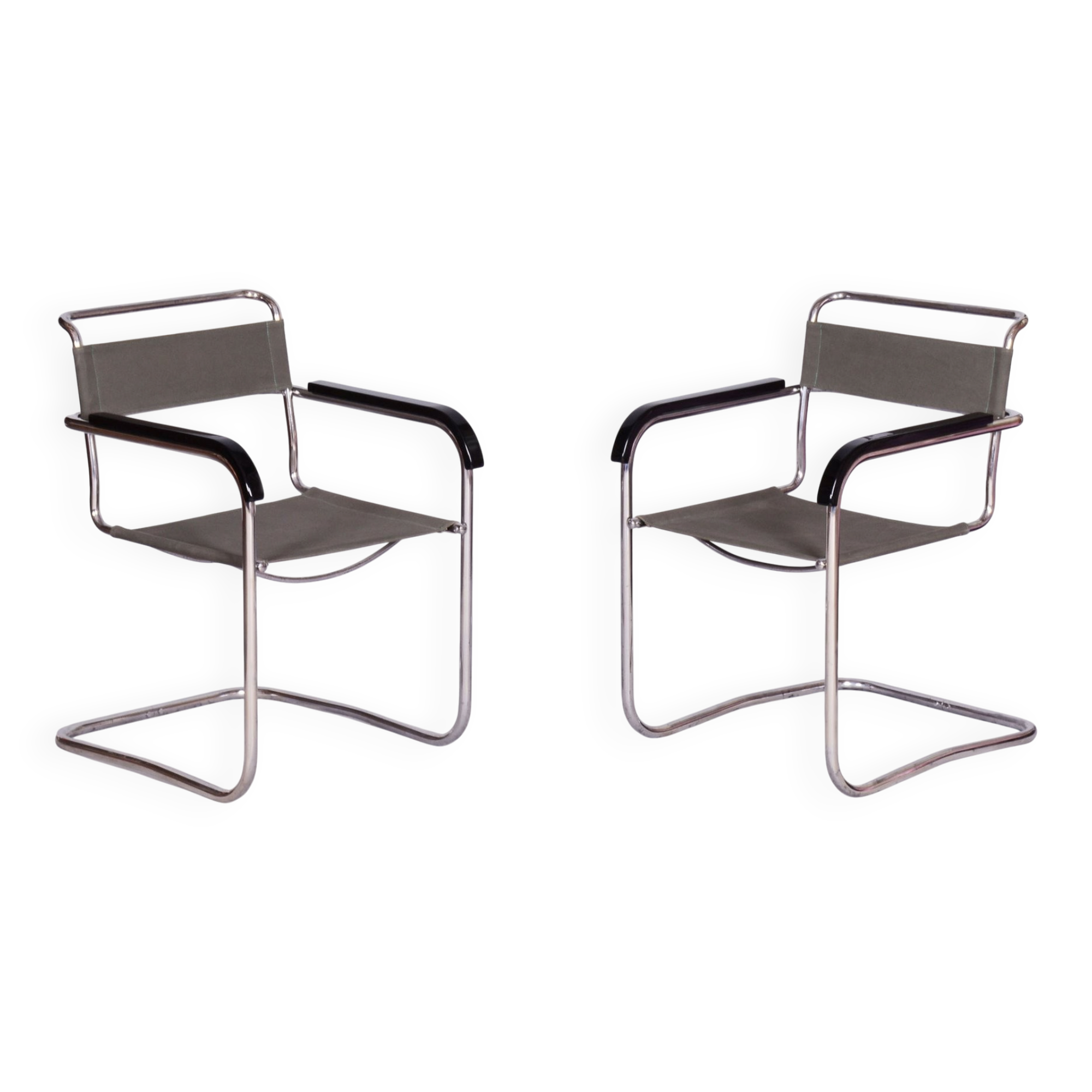Chaises de Bauhaus restaurées en tissu Iron-Garn par M. Breuer, République tchèque, années 1930, ensemble de 2