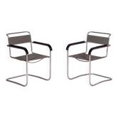 Chaises de Bauhaus restaurées en tissu Iron-Garn par M. Breuer, République tchèque, années 1930, ensemble de 2