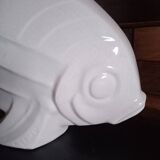 Lejan - poisson art deco en mouvement faïence craquelée rosé