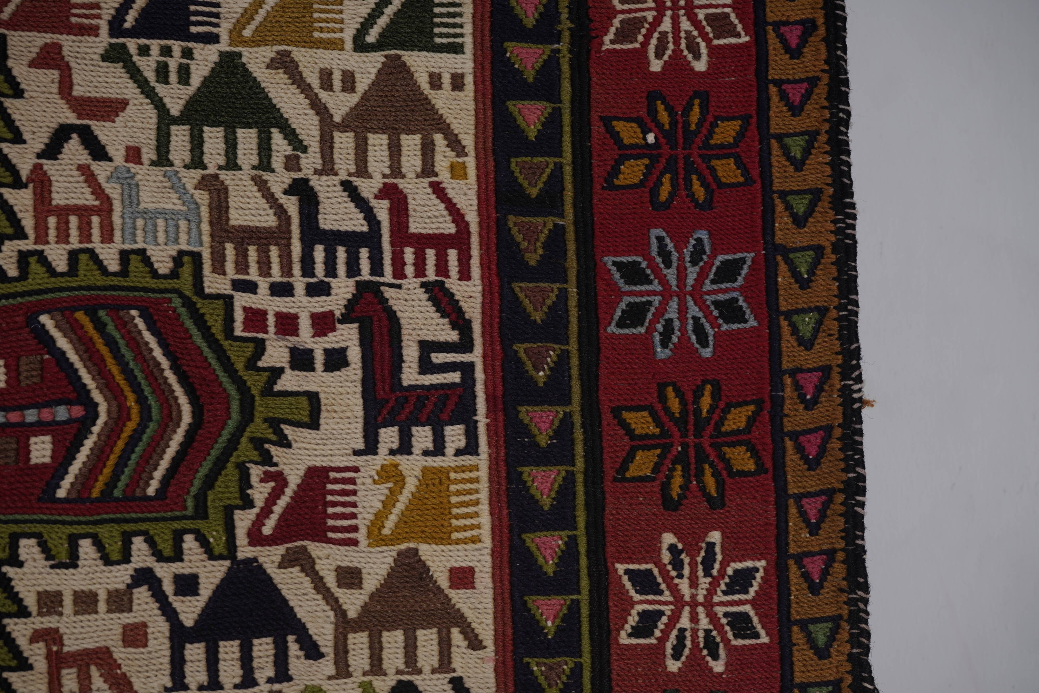 Vintage Turkish Oushak Rug Handwoven 104x285 cm