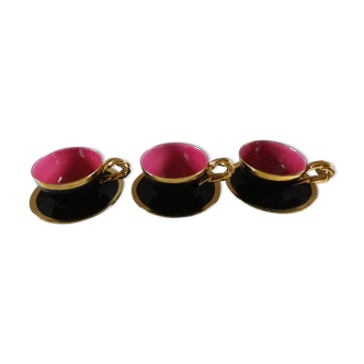 Lot de 3 tasses et soucoupes céramique de Vallauris MONICA CERAM D 10.5 cm TBE