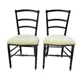 Pair of Napoleon III chairs in black stained wood