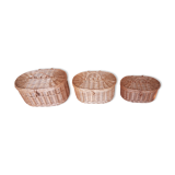 Three wicker boxes