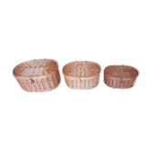 Three wicker boxes