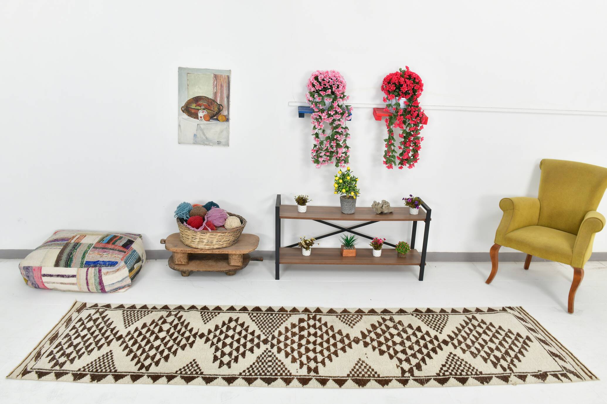 3x10 Brown Cream Kilim Runner Rug 82x320Cm