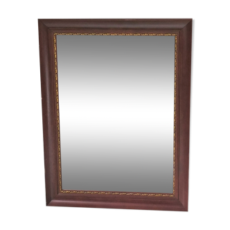 Miroir en bois teinté noyer années 80 - 83x63cm