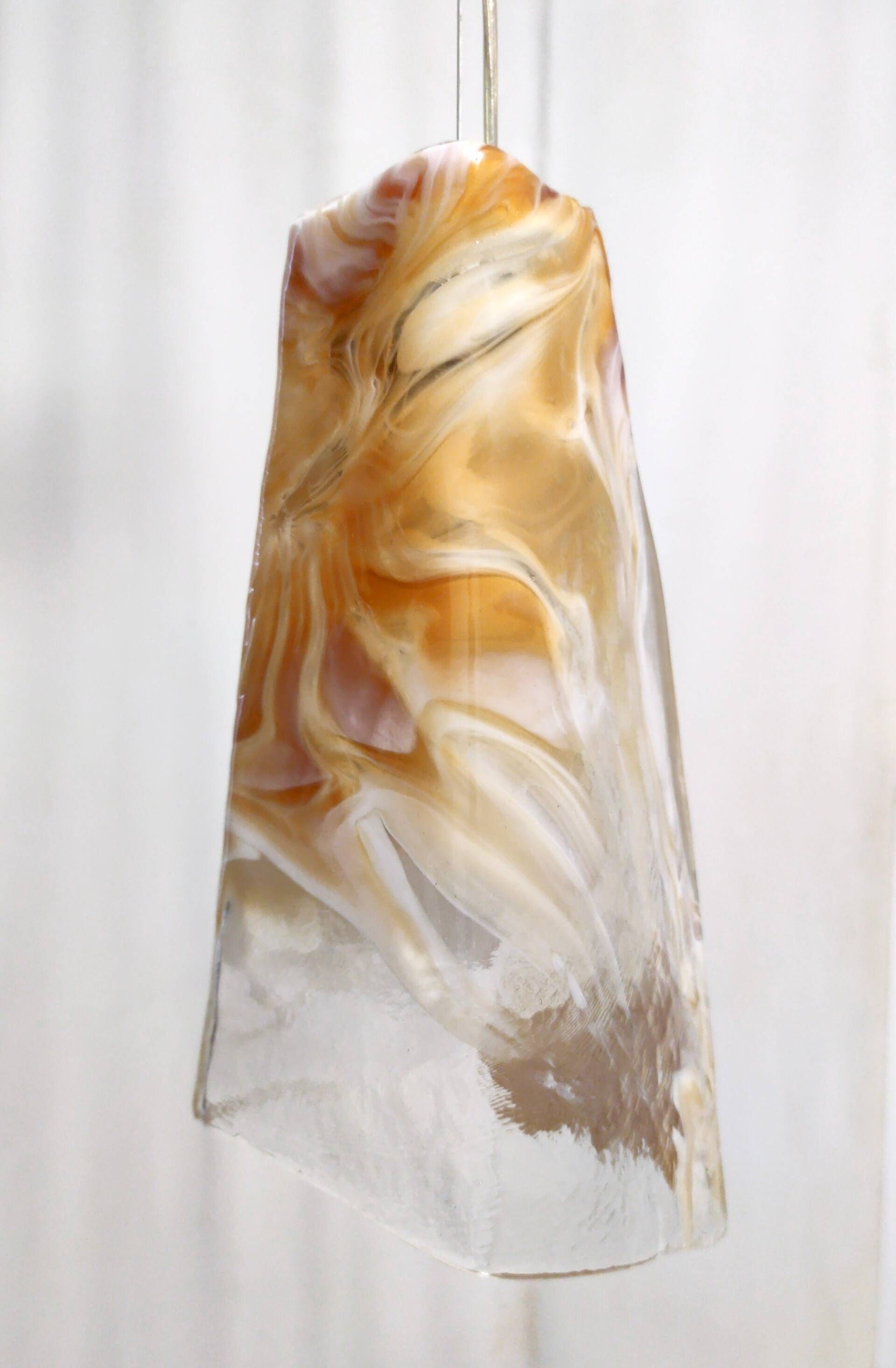 Postmodern Orange Murano Glass and Brass Pendant by La Murrina, Italy, 1980