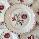 Set of 6 flat flower plates Badonviller 30s
