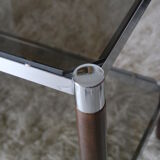 Side table serving chrome wood vintage glass 70