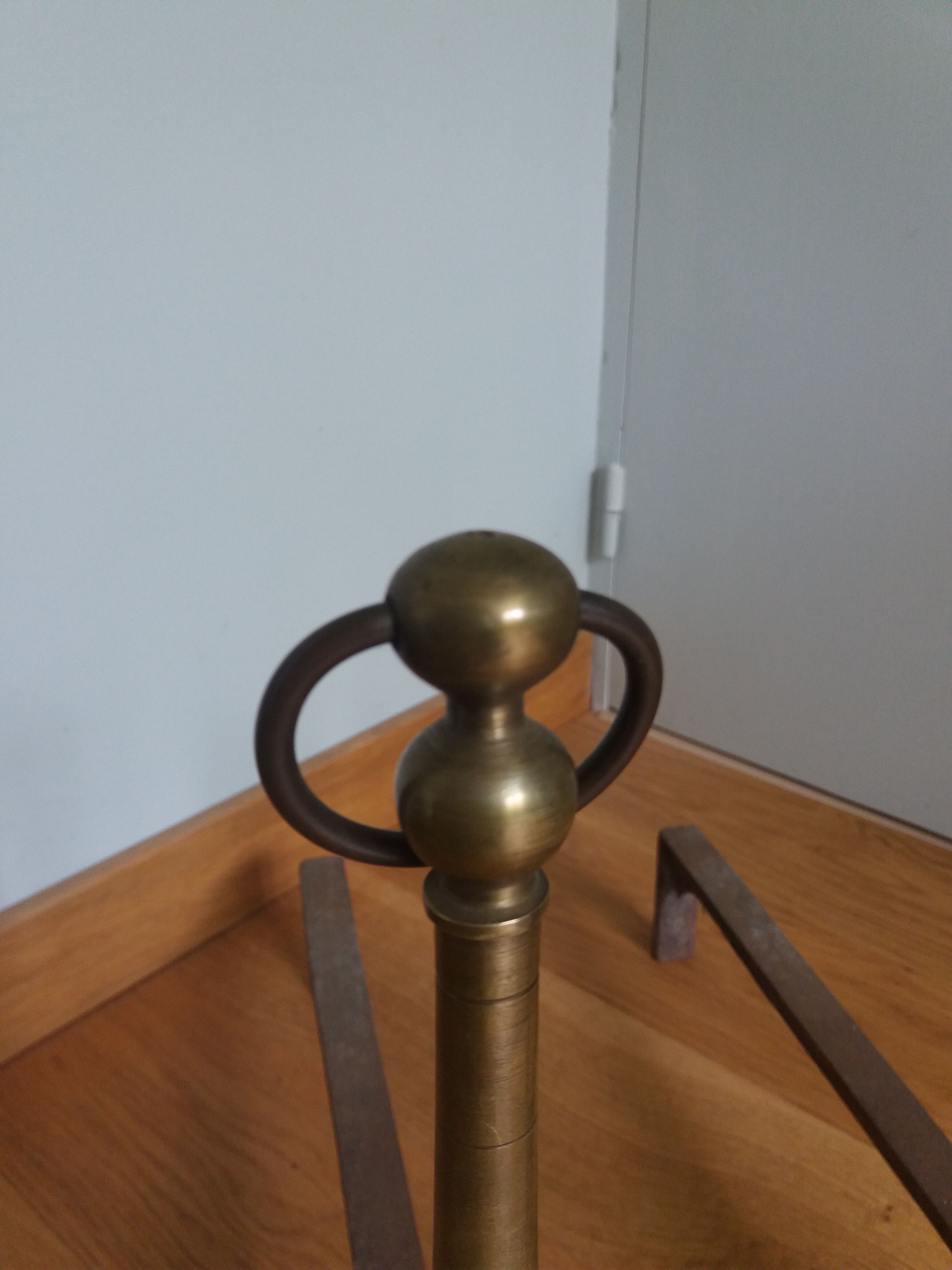 Brass or bronze andirons