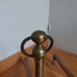 Brass or bronze andirons