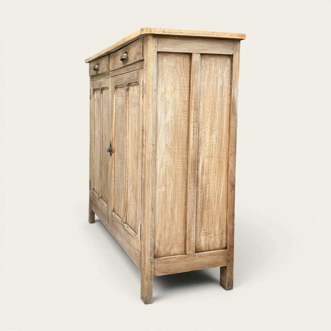 Antique patinated Parisian buffet with shell handles.