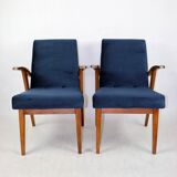 Vintage armchair 300-123, design by M. Puchała navy blue - set of 2 pieces