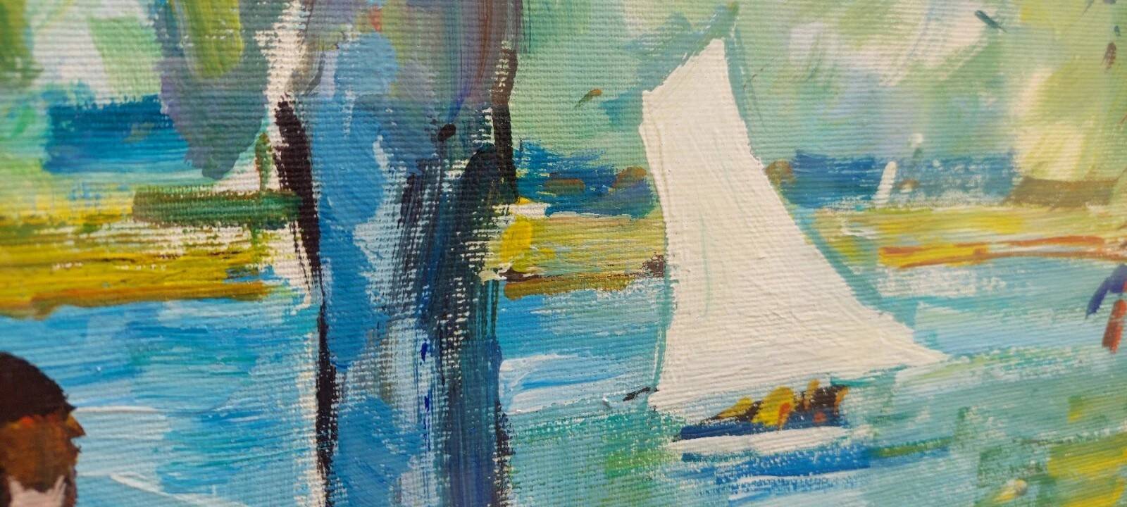 Oil painting on canvas "PARISIENNE" 50x70 Cm 60s 70s BELLE EPOQUE