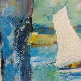 Oil painting on canvas "PARISIENNE" 50x70 Cm 60s 70s BELLE EPOQUE