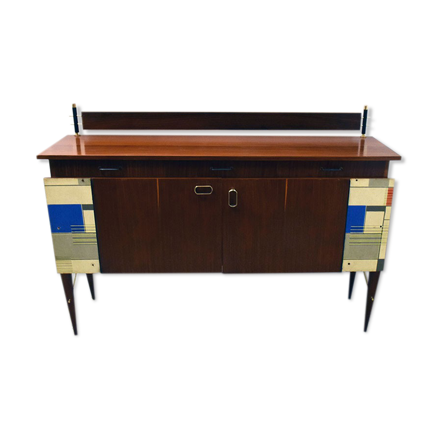 Mid-century decorated sideboard with internal lighting by Società Italiana Compensati Curvati