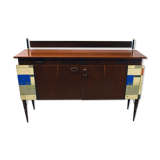 Mid-century decorated sideboard with internal lighting by Società Italiana Compensati Curvati