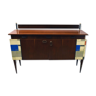 Mid-century decorated sideboard with internal lighting by Società Italiana Compensati Curvati