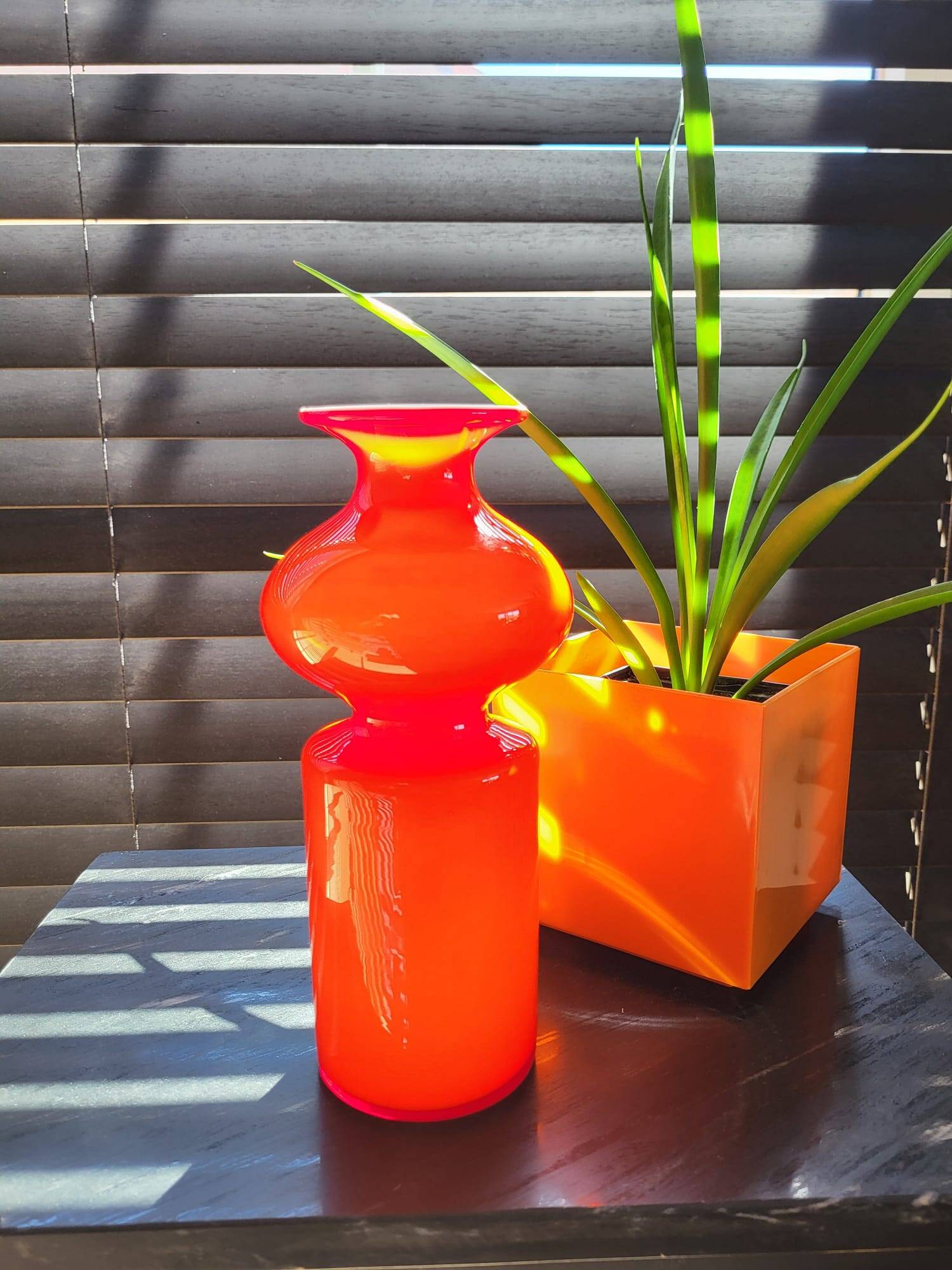 Scandinavische glazen hooped vaas Per Lütken voor Holmegaard, Denmark, 1950