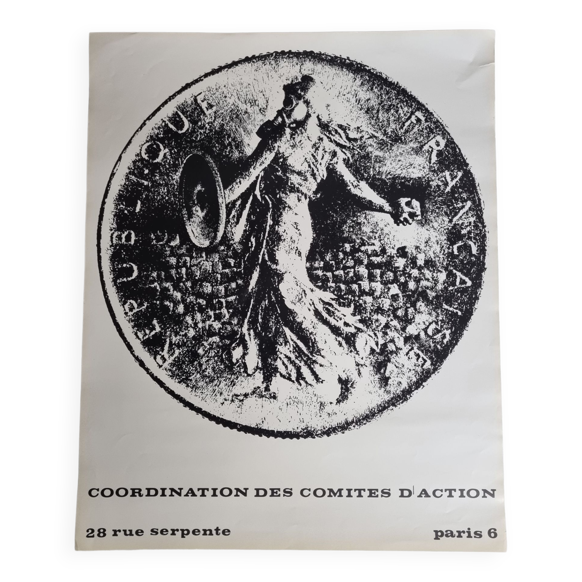 Original poster of May 68, "the sower" demonstrator, after Oscar Roty