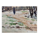Tableau paysage de neige Amédée Boucher.