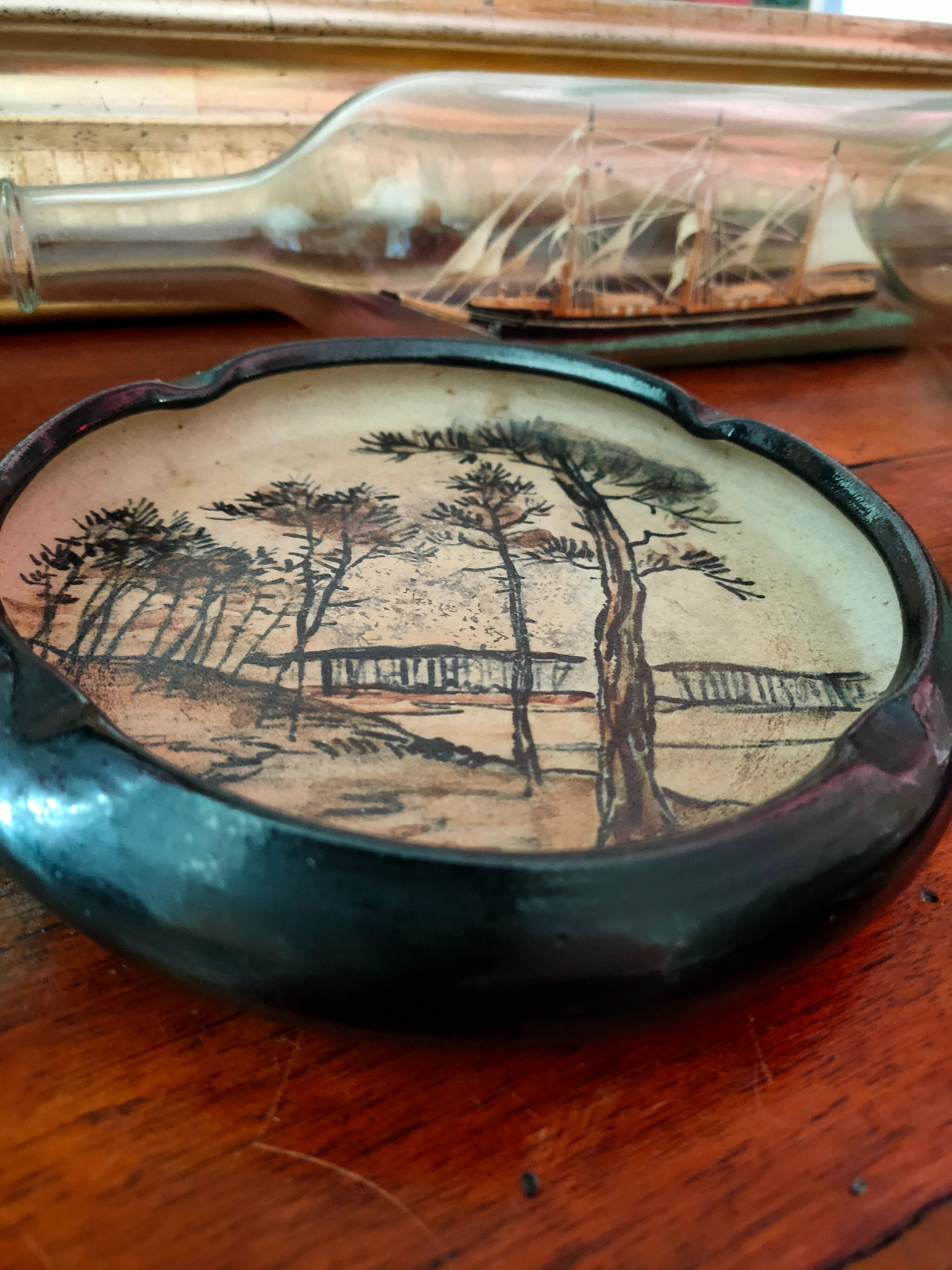 Ciboure sandstone ashtray signed chaf