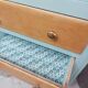 Small 3-drawer chest of drawers, green and wood