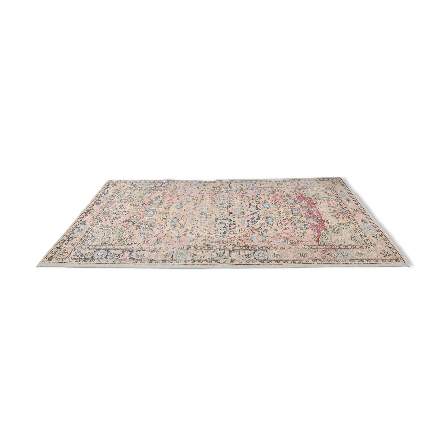 4x8 Pink & Navy Blue Vintage Rug 137x256Cm SK 6302