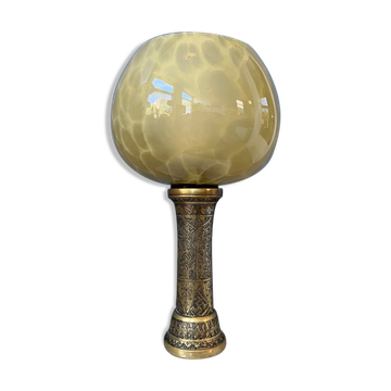 Antique art deco glass lamp with bronze base