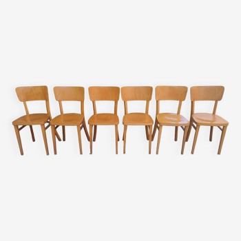 Set of 6 Thonet bistro chairs, Czechoslovakia, vintage.