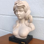 Vintage woman bust, resin bust, Escorpiao do ouro, topless woman, resin statue, pedestal