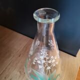 Vintage carafe screen-printed with lily of the valley flower pattern