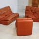 Flexible sofa, orange vinyl and foam, France, circa 1970
